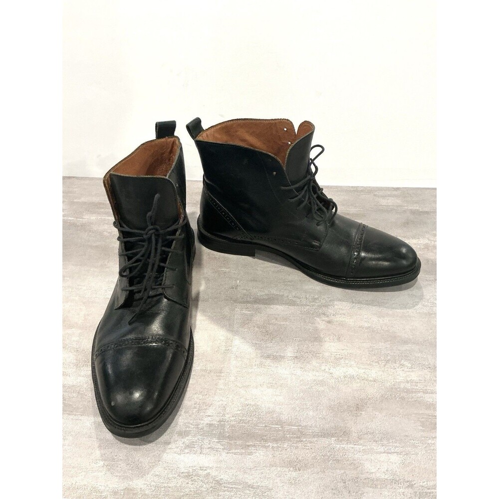 Stafford Gunner Men 11 M Black Leather Cap Toe Dress Boots Lace Up 014-1217 - Picture 4 of 13